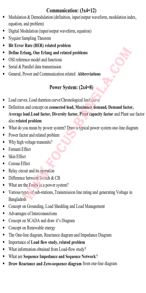 EGCB/PGCB/DPDC Full Question Pattern (Collected By Torikul Islam)