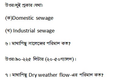 Dhaka WASA Job Exam Question Suggestion